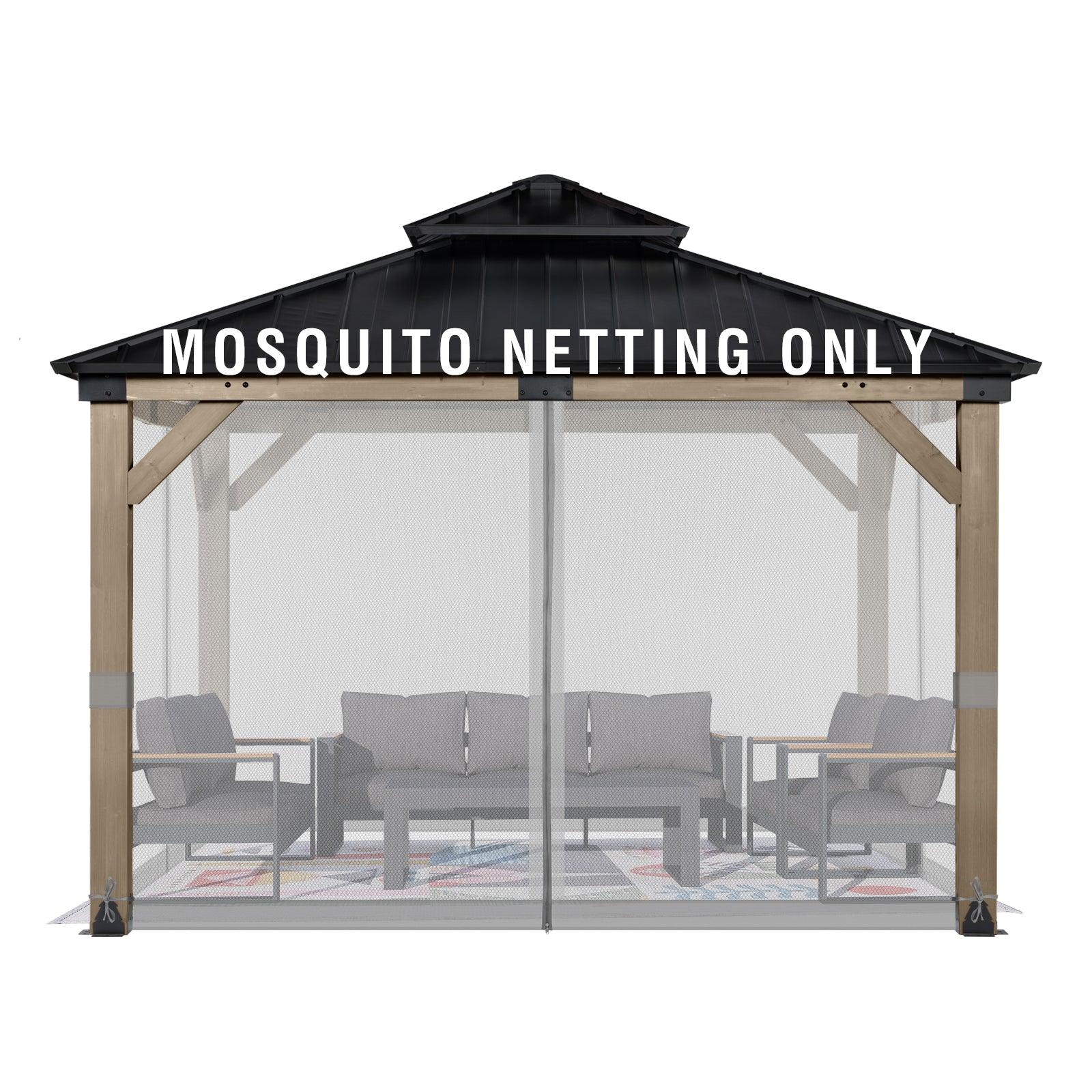 Universal Gazebo Replacement Mosquito Netting Screen 4-Panel Sidewalls (Only Netting) - Gray - Aoodor